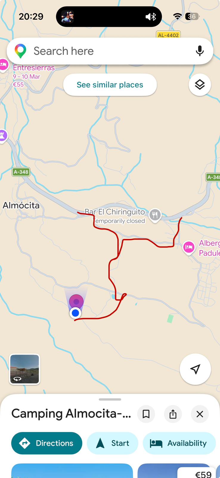 Localisation Camping Almócita